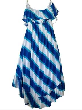 Vintage Lilly Pulitzer “Caldwell” strapless high-low midi dress- "Sail Stripe"
